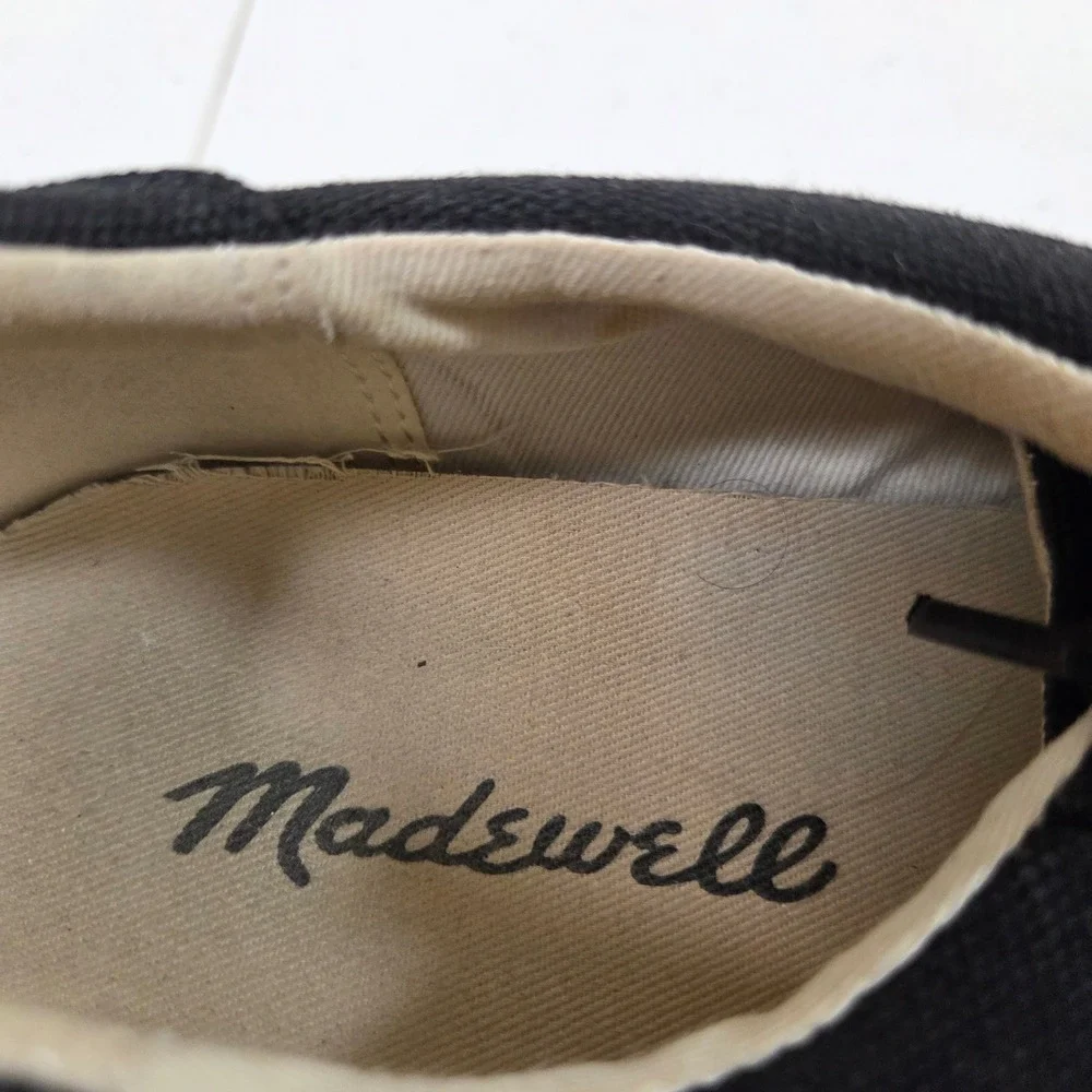 Madewell Sidewalk Low Top Canvas Sneakers Black‎ Mens 9 Womens 10.5 MWL Flat